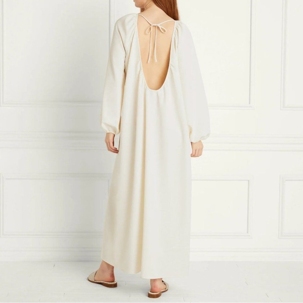 Hill House Cream Backless Gown with Bishop Sleeves